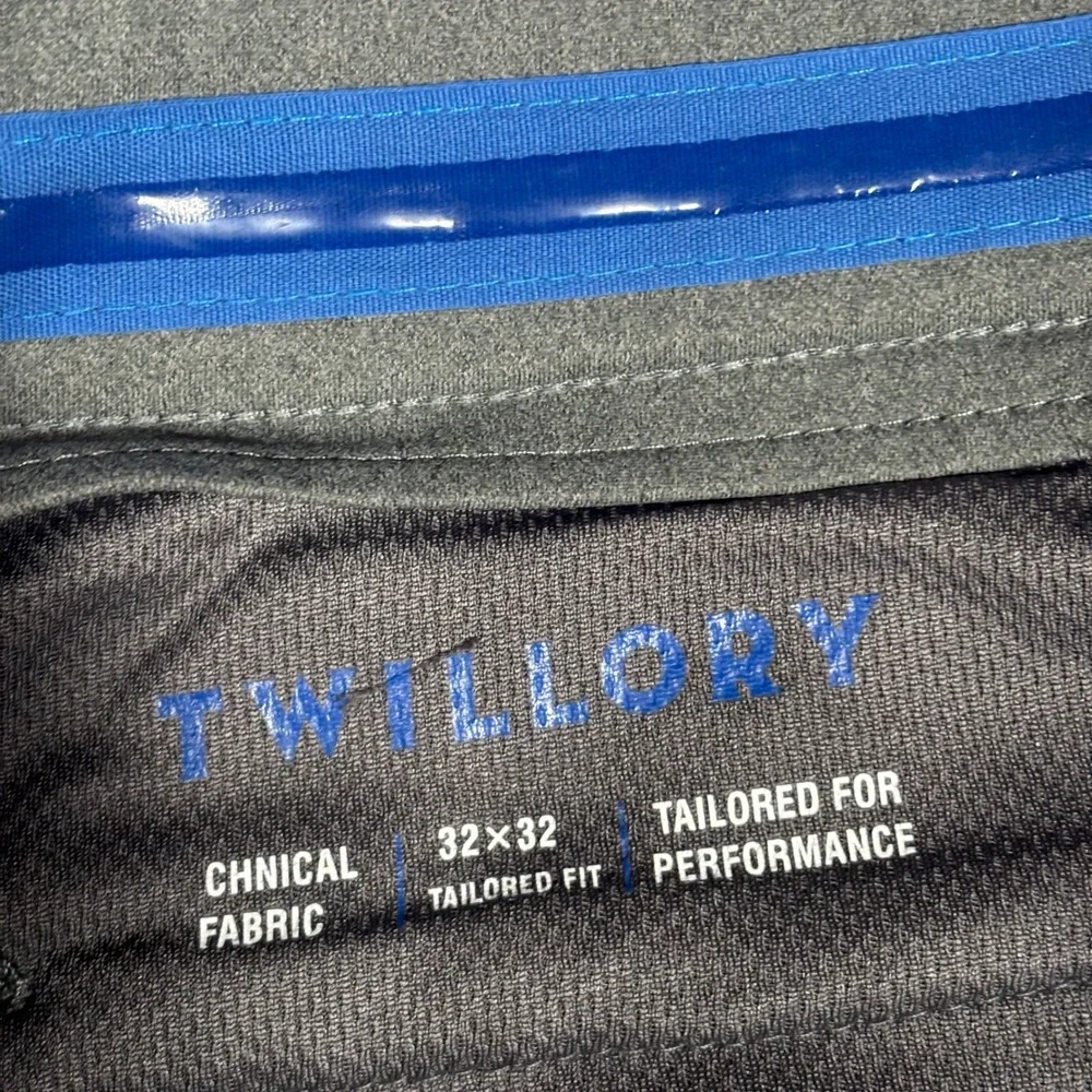 Twillory Performance Pants Mens 32x32 Grey Tailored Fit Technical Fabric Chino